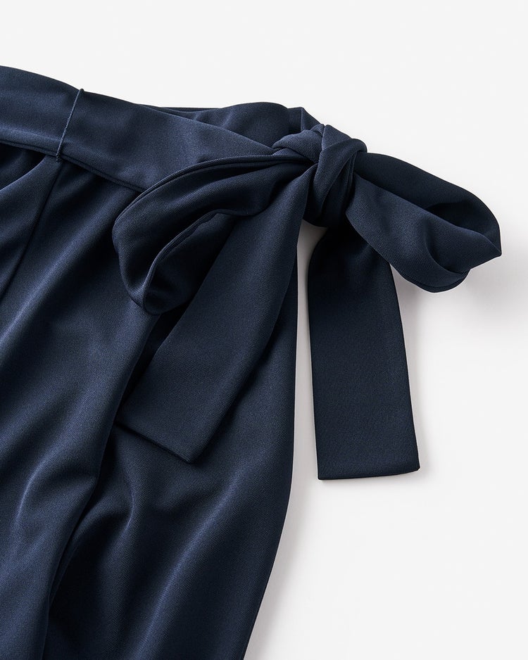 強撚スムース・ラップ風フレアスカート 詳細画像 ネイビー 2