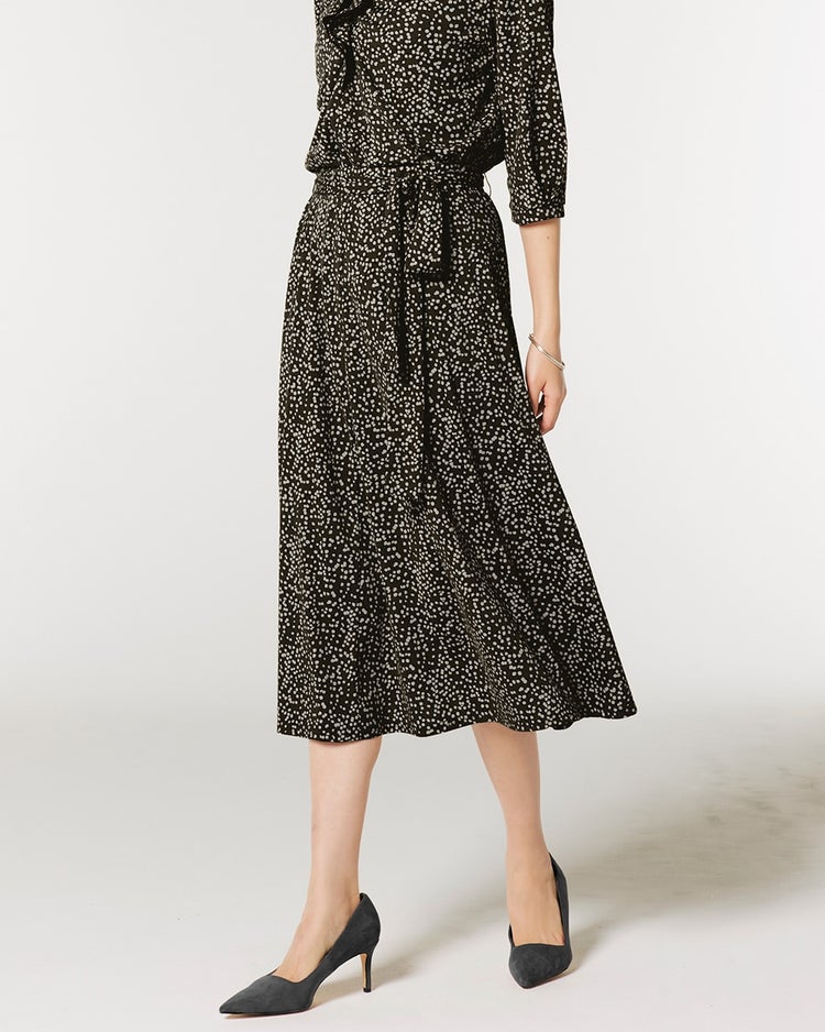 強撚スムース・ラップ風フレアスカート 詳細画像 ネイビーパターン 1