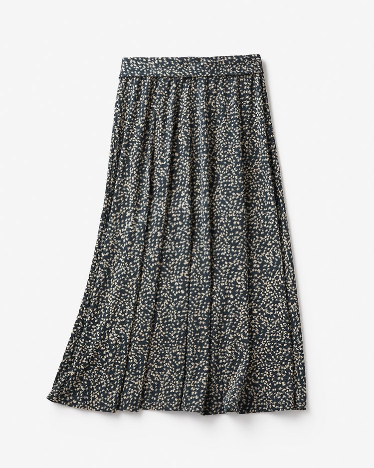 強撚スムース・ラップ風フレアスカート 詳細画像 ネイビーパターン 4