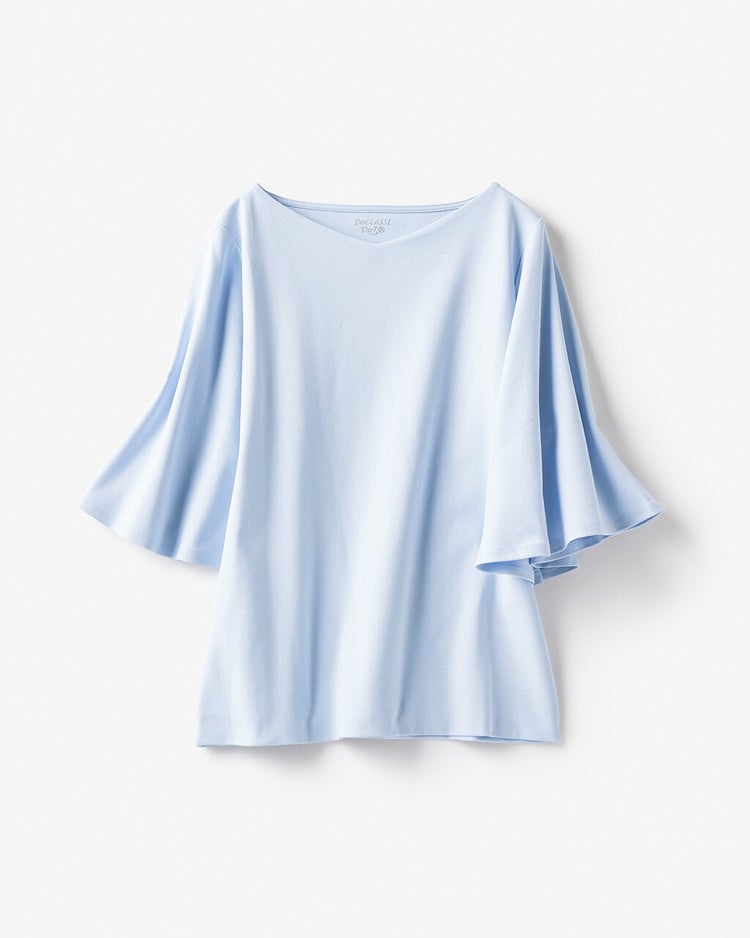 浅Vネック／ベルスリーブ・ドゥクラッセTシャツ 詳細画像 ペールブルー 3