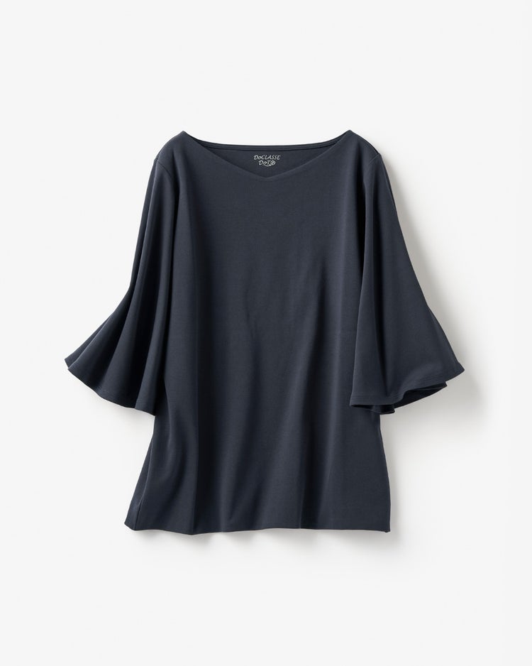 浅Vネック／ベルスリーブ・ドゥクラッセTシャツ 詳細画像 ミッドナイトブルー 3