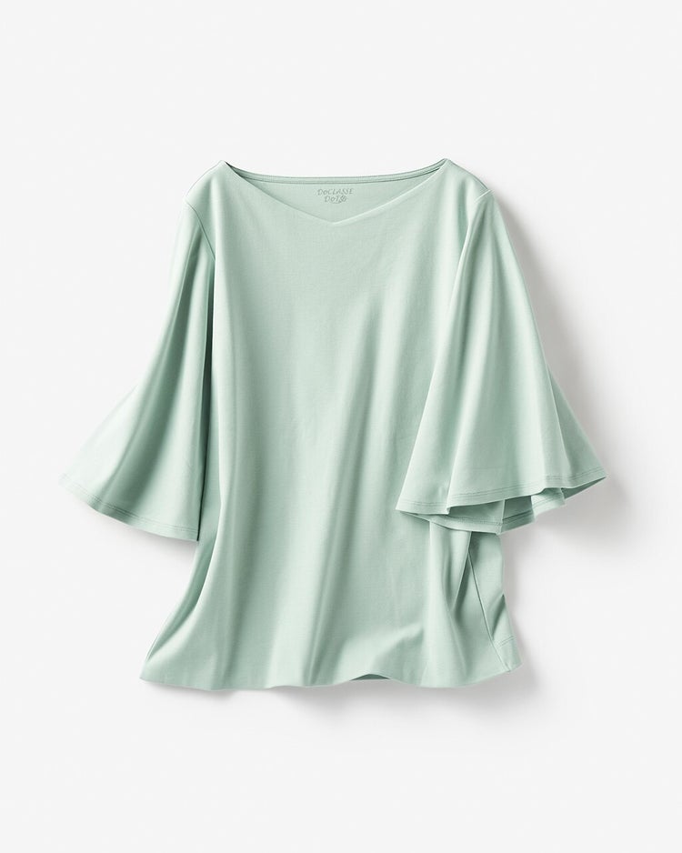 浅Vネック／ベルスリーブ・ドゥクラッセTシャツ 詳細画像 グリーングレー 3