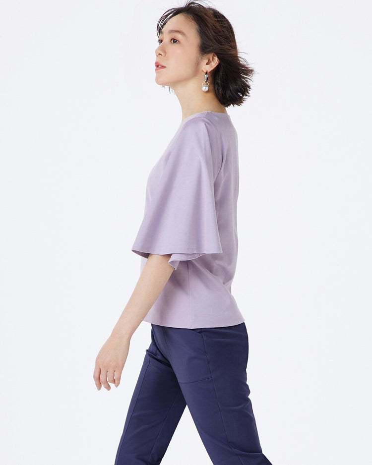 浅Vネック／ベルスリーブ・ドゥクラッセTシャツ 詳細画像 ラベンダー 2