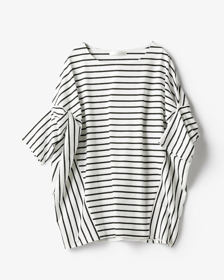 変則フォルム・ボーダーTシャツ 詳細画像 ホワイト・パターン 5