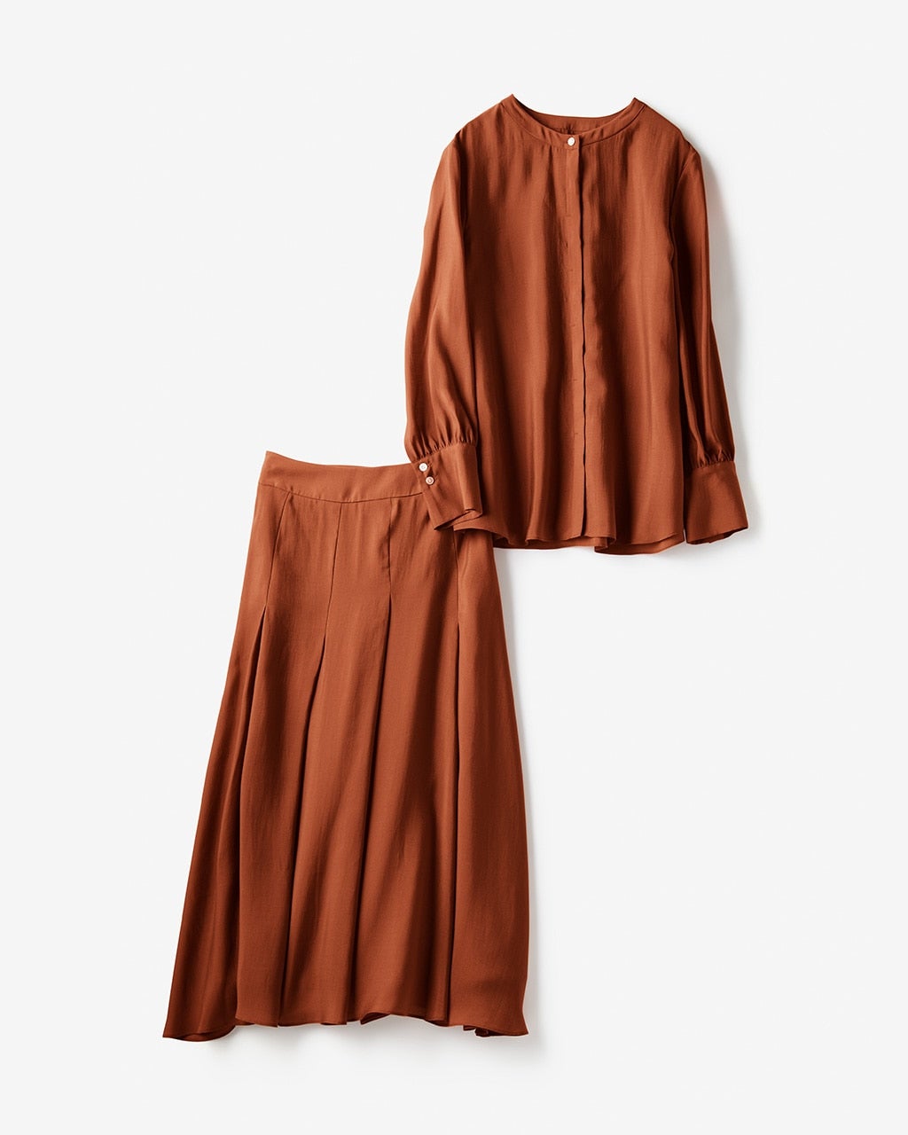 Chloé 艶めくテラコッタオレンジの素敵色シルクとろみシャツ ギルト: ウィメンズ | Chloé & See By Chloé | シルク混 カットワーク