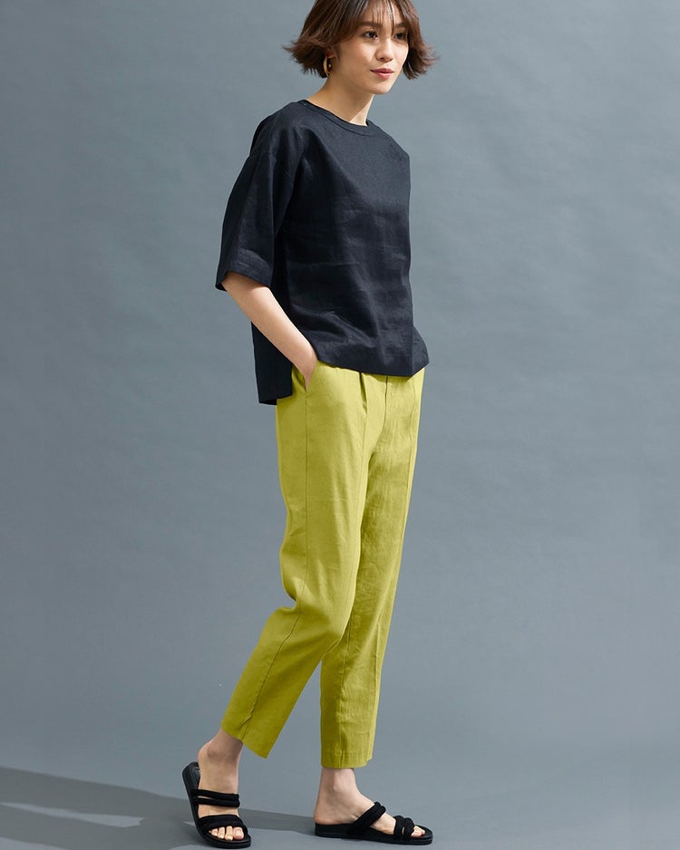 ストレッチリネン・タックテーパード 詳細画像 アップルイエロー 1