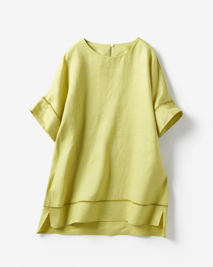 フレンチリネン・はしごレースTブラウス 詳細画像 アップルイエロー 5