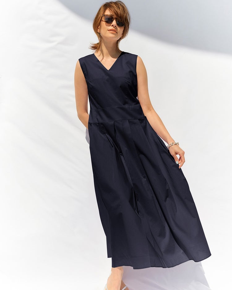 コットンボイル・ノースリーブドレス 詳細画像 ネイビー 2