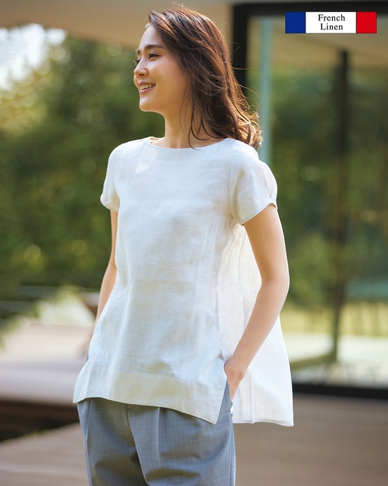 細番手フレンチリネン・フォルムブラウス