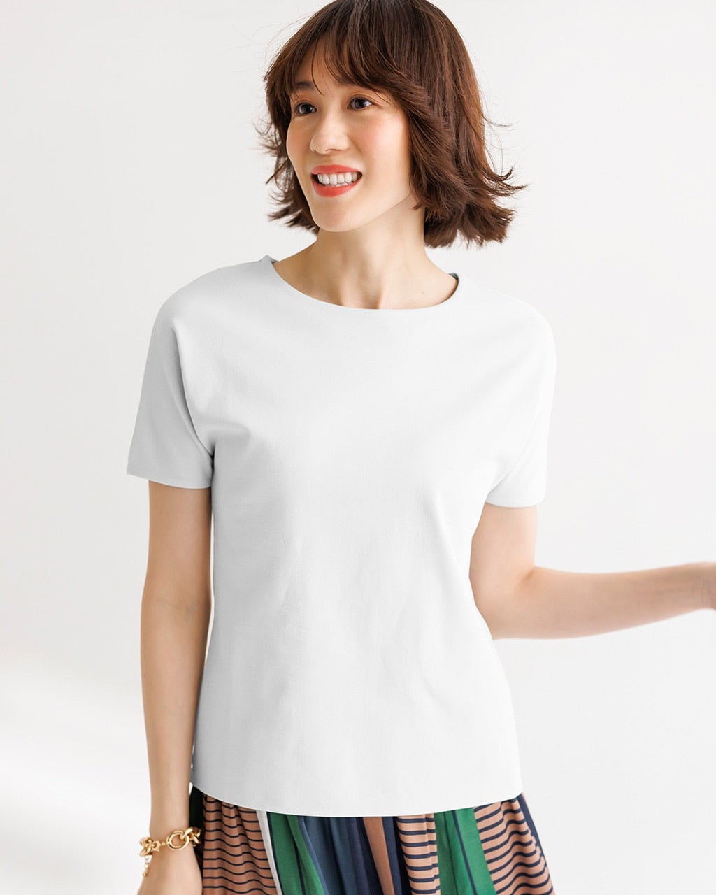 立体クルーネック/半袖・ドゥクラッセTシャツ/40代50代からの