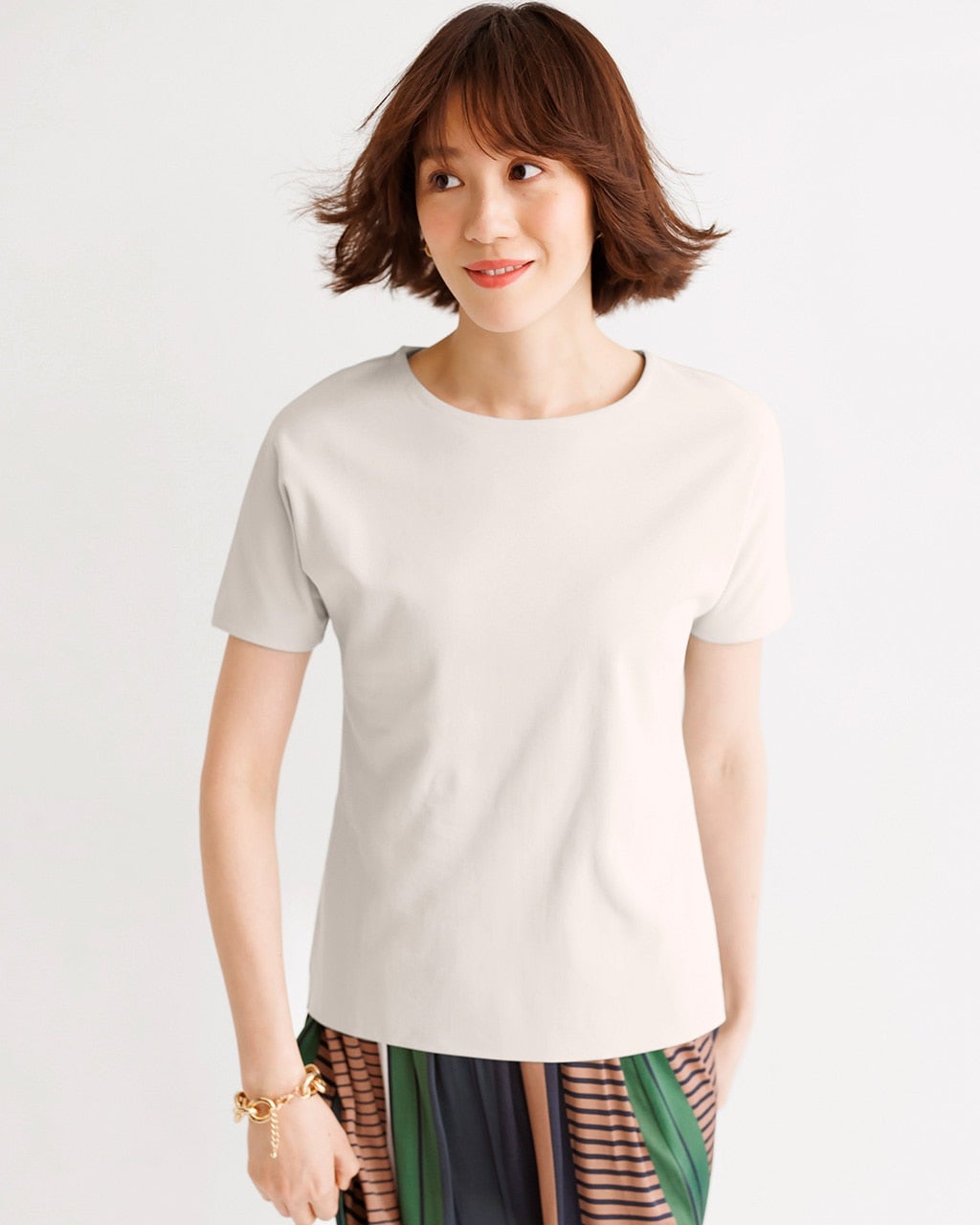 立体クルーネック/半袖・ドゥクラッセTシャツ/40代50代からの 立体クルーネック/半袖・ドゥクラッセTシャツ/40代50代からの