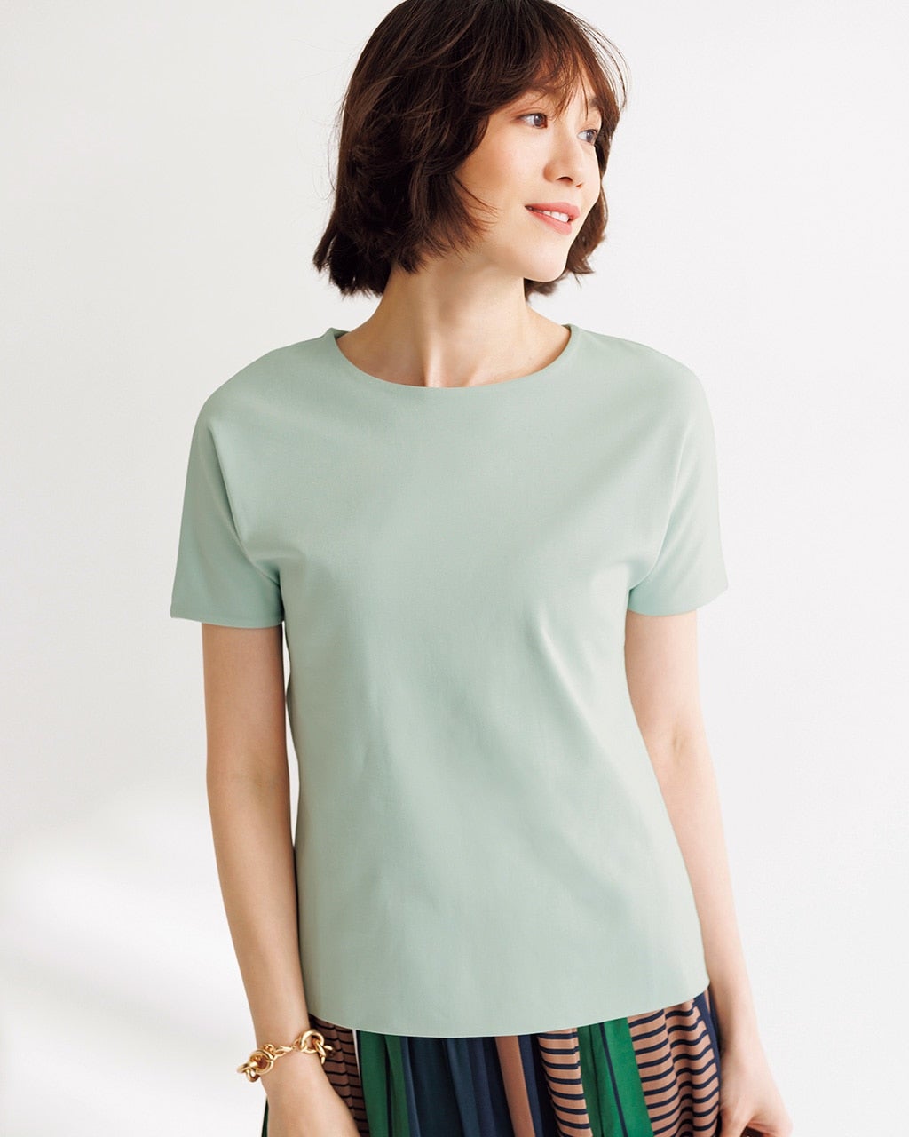 立体クルーネック/半袖・ドゥクラッセTシャツ/40代50代からの