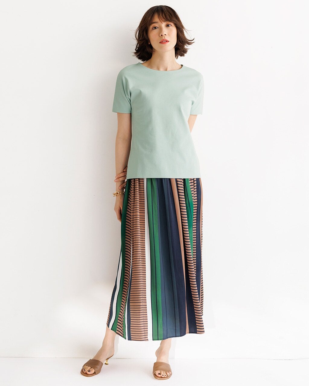 立体クルーネック/半袖・ドゥクラッセTシャツ/40代50代からの