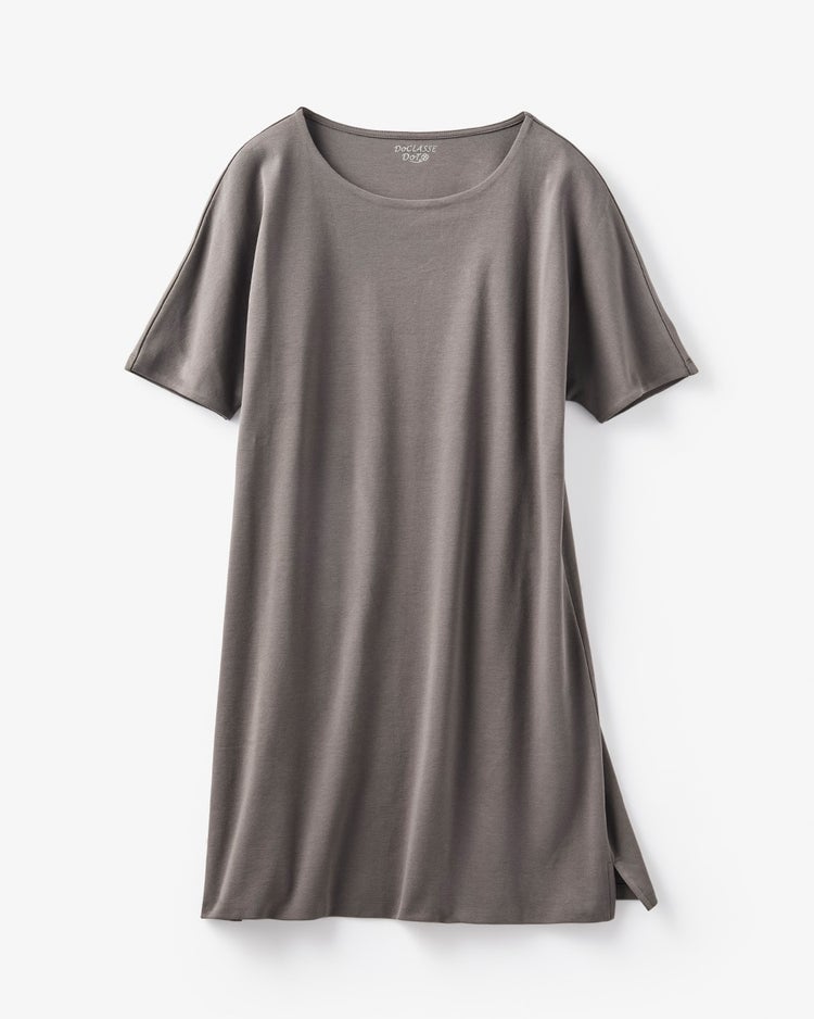 立体クルーネック長め丈／半袖・ドゥクラッセTシャツ 詳細画像 チャコール 5