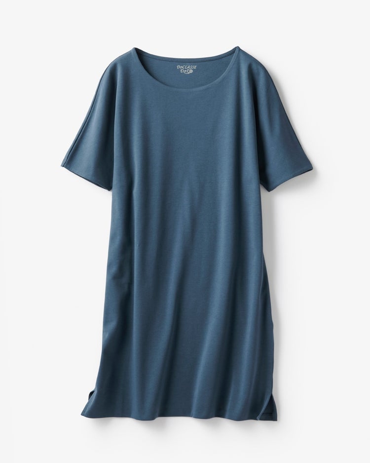 立体クルーネック長め丈／半袖・ドゥクラッセTシャツ 詳細画像 ライトネイビー 5
