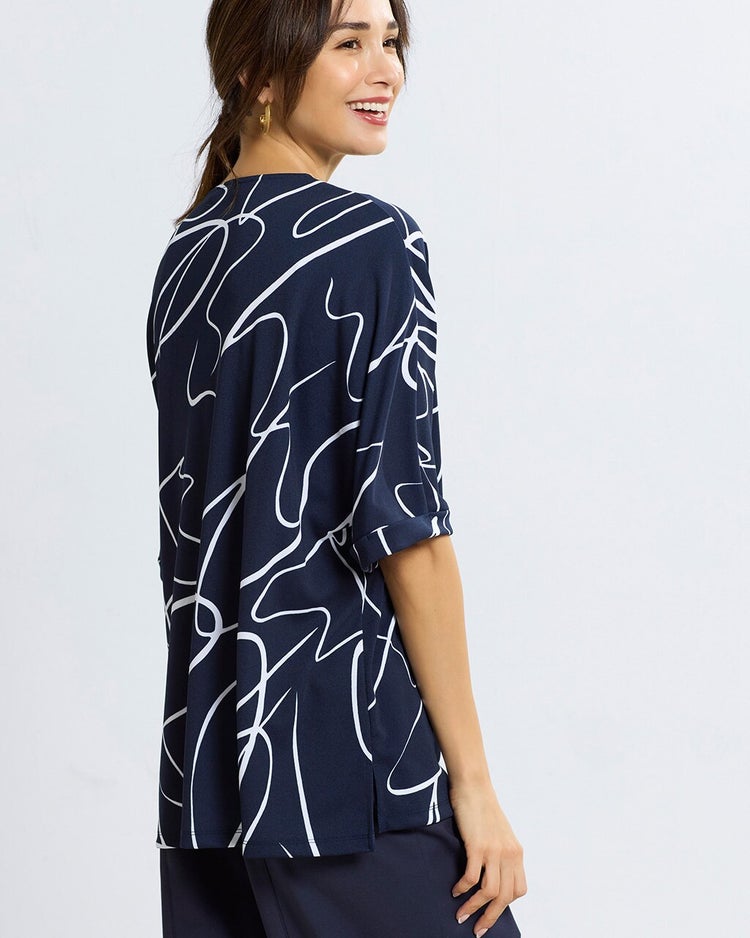 強撚スムース・フロントタックトップス 詳細画像 ネイビーＸオフ 3