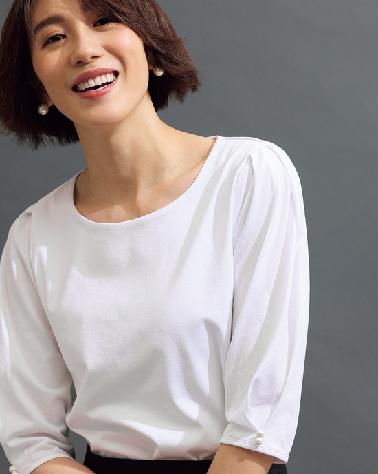 袖パールデザイン・ドゥクラッセTファイン