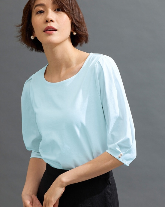 袖パールデザイン・ドゥクラッセTファイン