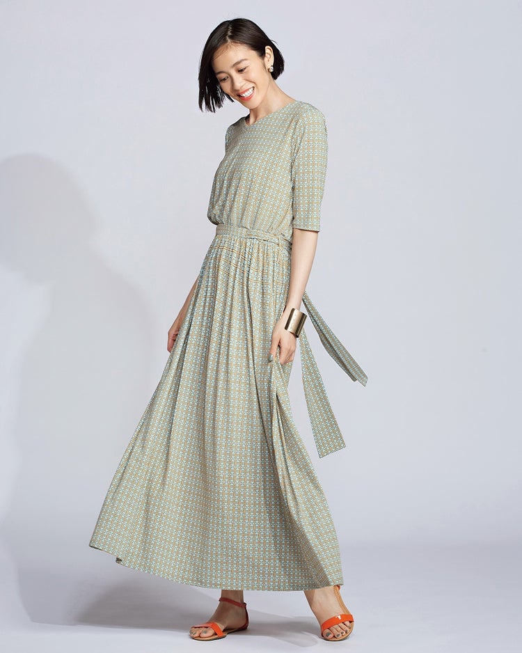 UVスラブ・Vネックギャザーワンピース 詳細画像 ミントグリーン 2