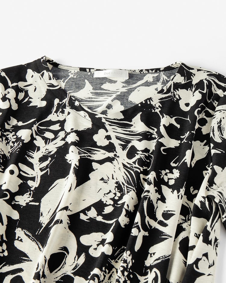 UVスラブ・Vネックギャザーワンピース 詳細画像 ブラックベルベット 4