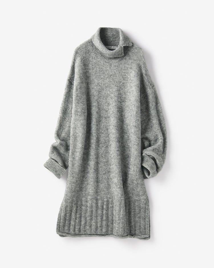 イタリアンアルパカ・ハイネックロングセーター 詳細画像 ライトグレー 5