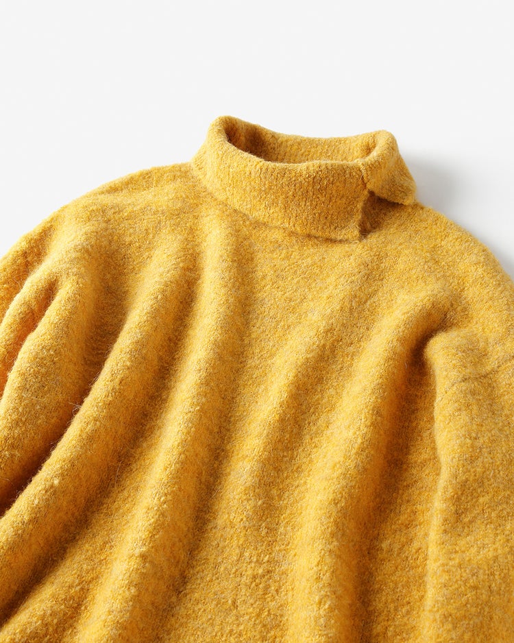 イタリアンアルパカ・ハイネックロングセーター 詳細画像 マスタード 2
