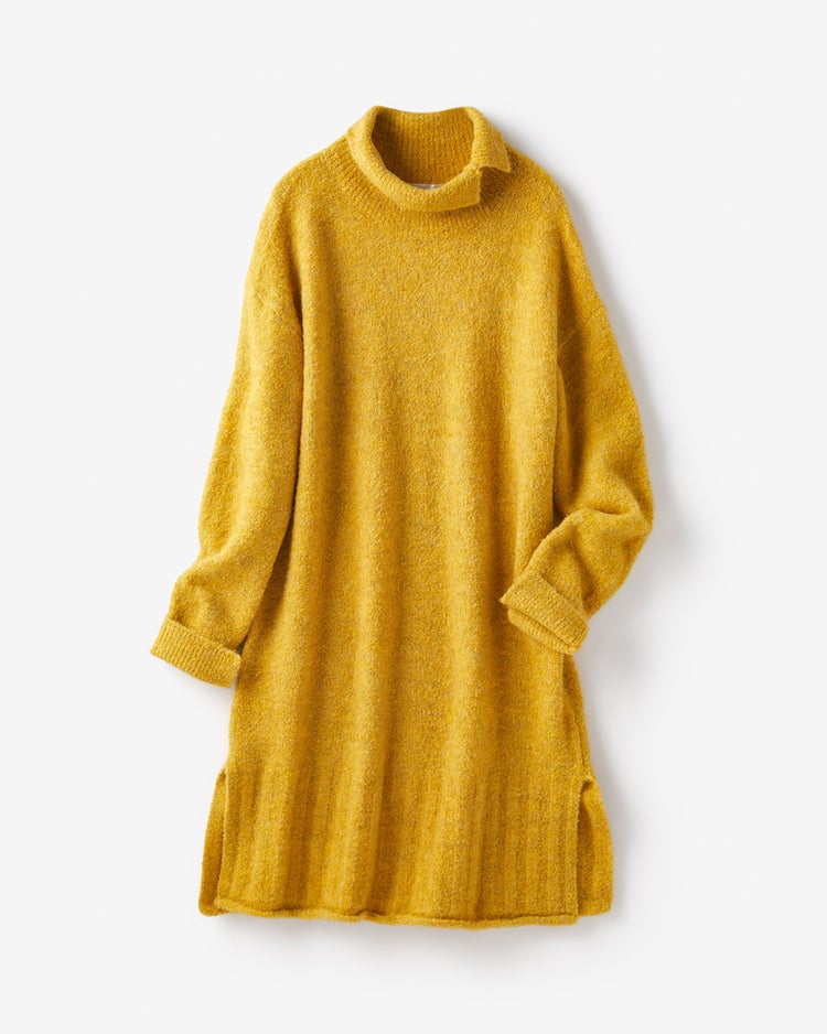 イタリアンアルパカ・ハイネックロングセーター 詳細画像 マスタード 5