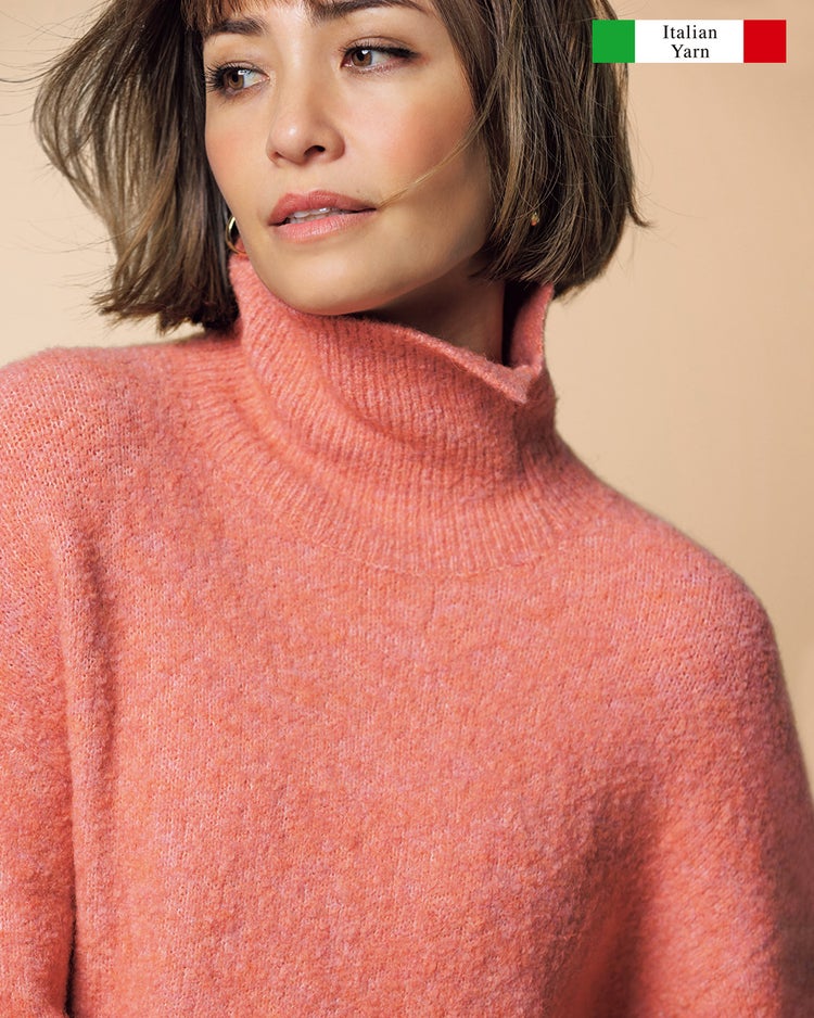 イタリアンアルパカ・ハイネックロングセーター 詳細画像 ピンク 1