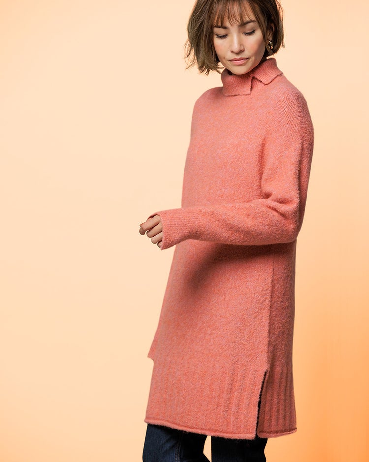 イタリアンアルパカ・ハイネックロングセーター 詳細画像 ピンク 2