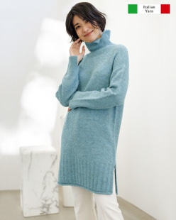イタリアンアルパカ・ハイネックロングセーター