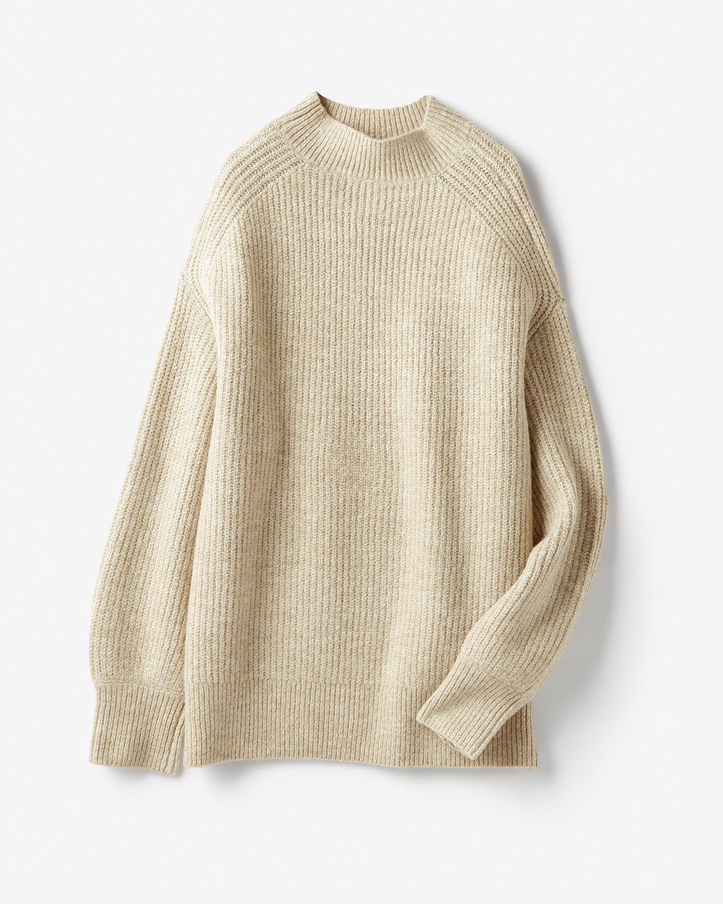 ウール混フラッフィー・ハイネックセーター/40代50代からのレディース