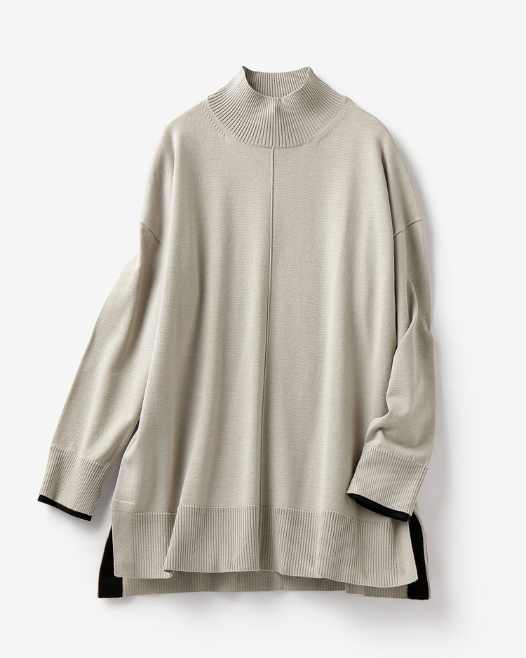 ダブルカフス・配色ハイネック 詳細画像 ライトグレー 5