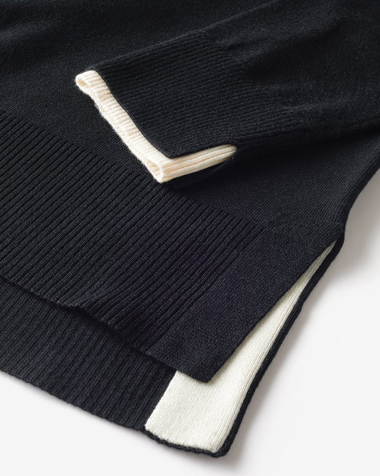 ダブルカフス・配色ハイネック 詳細画像 ブラック 3