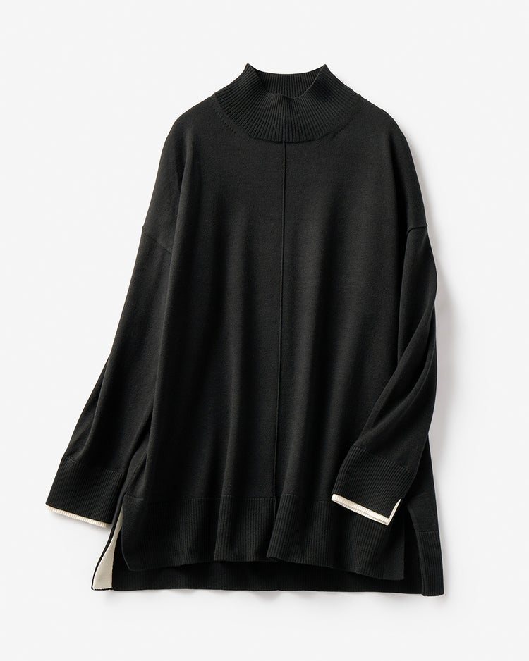 ダブルカフス・配色ハイネック 詳細画像 ブラック 5