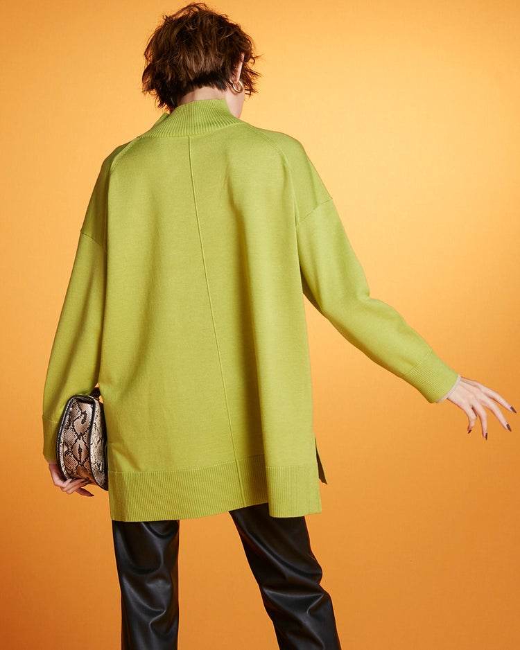 ダブルカフス・配色ハイネック 詳細画像 ライトグリーン 2