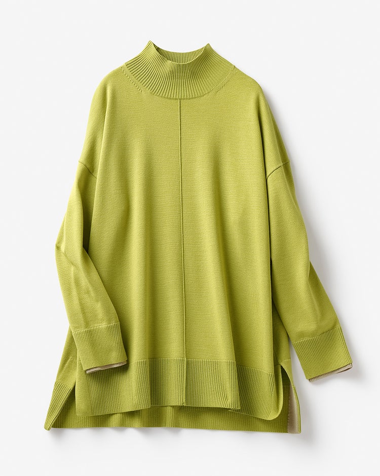 ダブルカフス・配色ハイネック 詳細画像 ライトグリーン 6