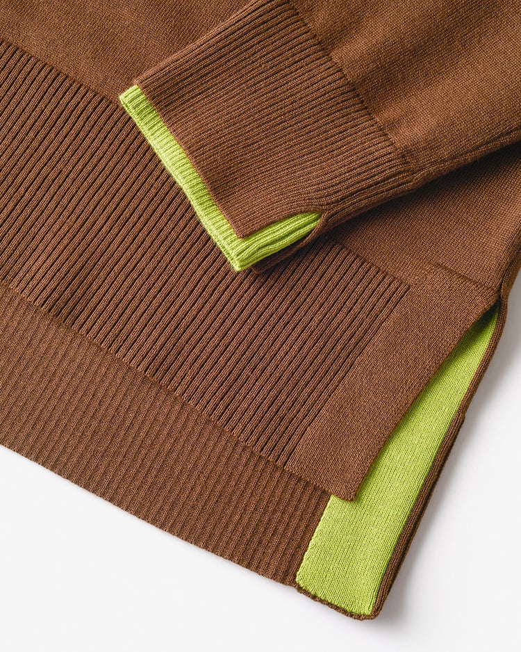ダブルカフス・配色ハイネック 詳細画像 ブラウン 3