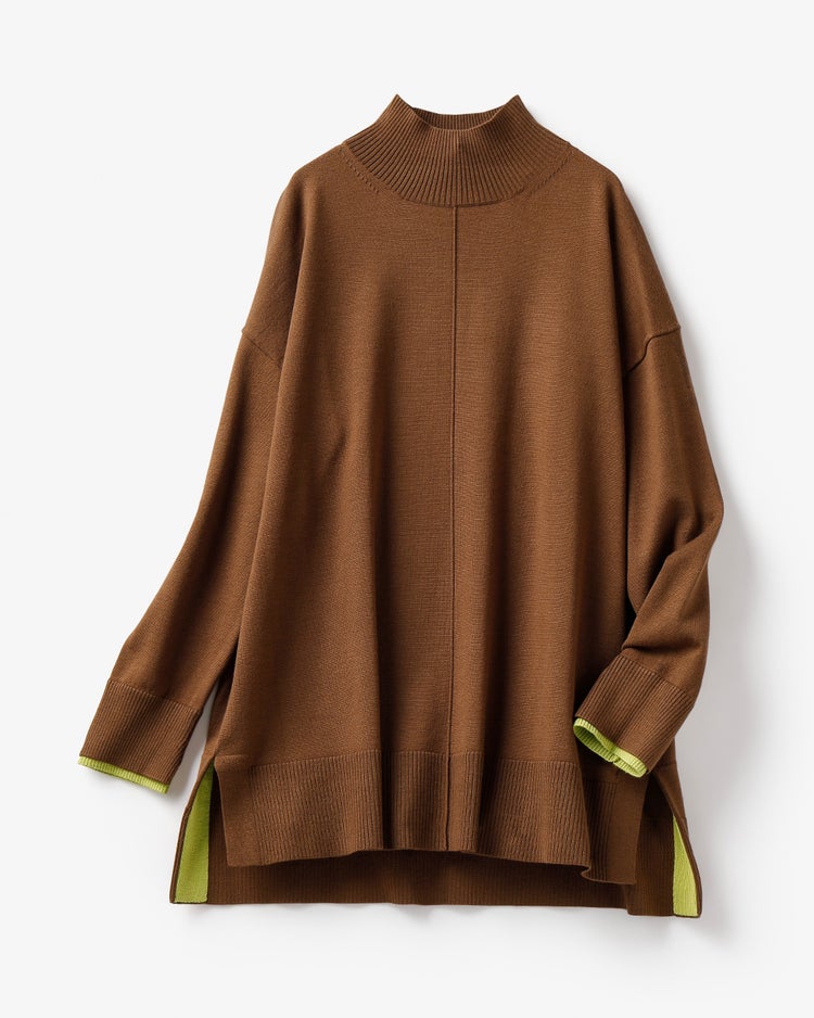 ダブルカフス・配色ハイネック 詳細画像 ブラウン 5