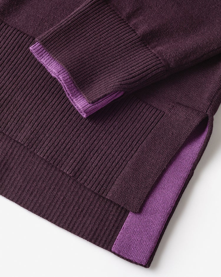 ダブルカフス・配色ハイネック 詳細画像 茄子紺 3