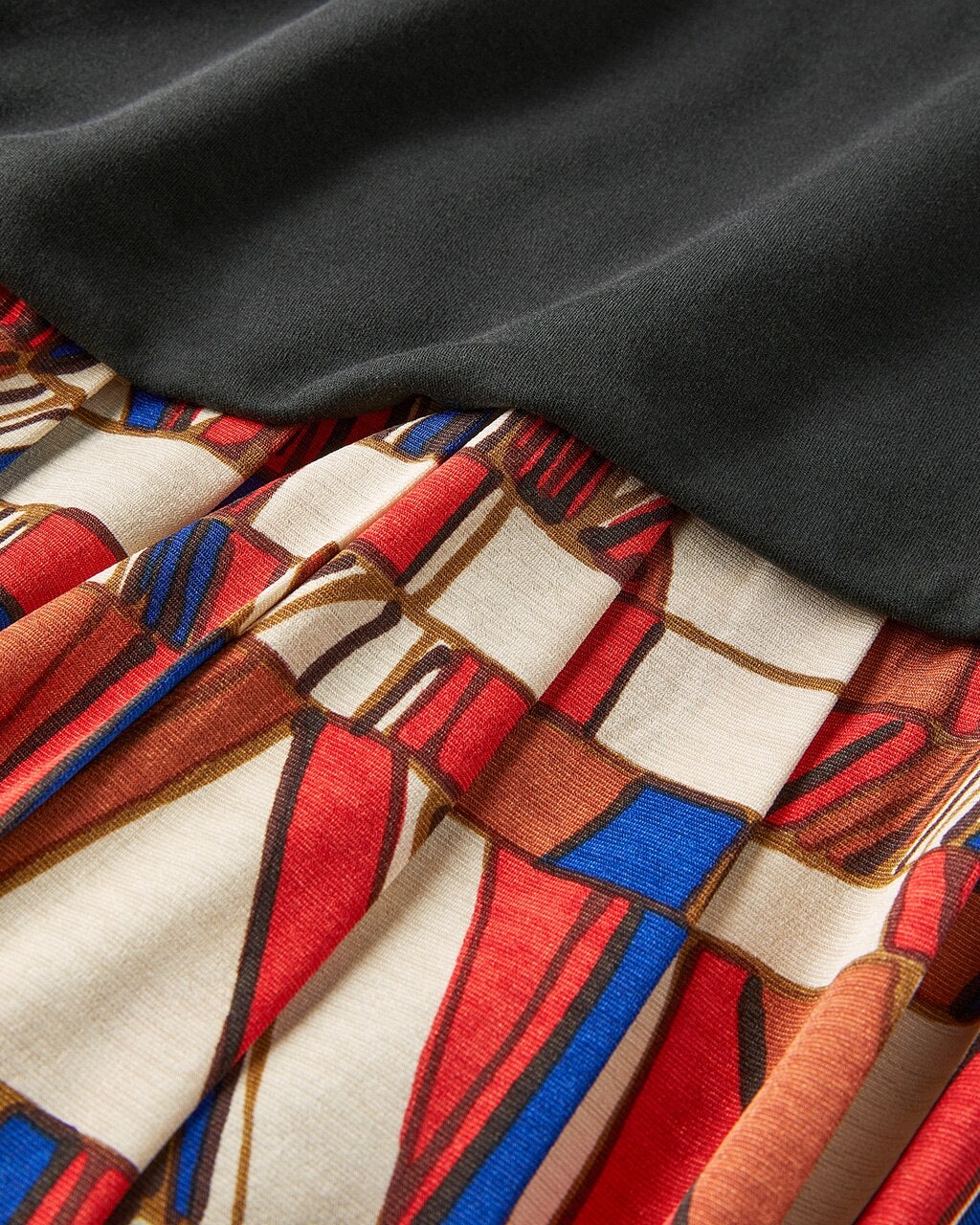 異素材コンボ・ワンピース／フレンチ袖/40代50代からのレディース