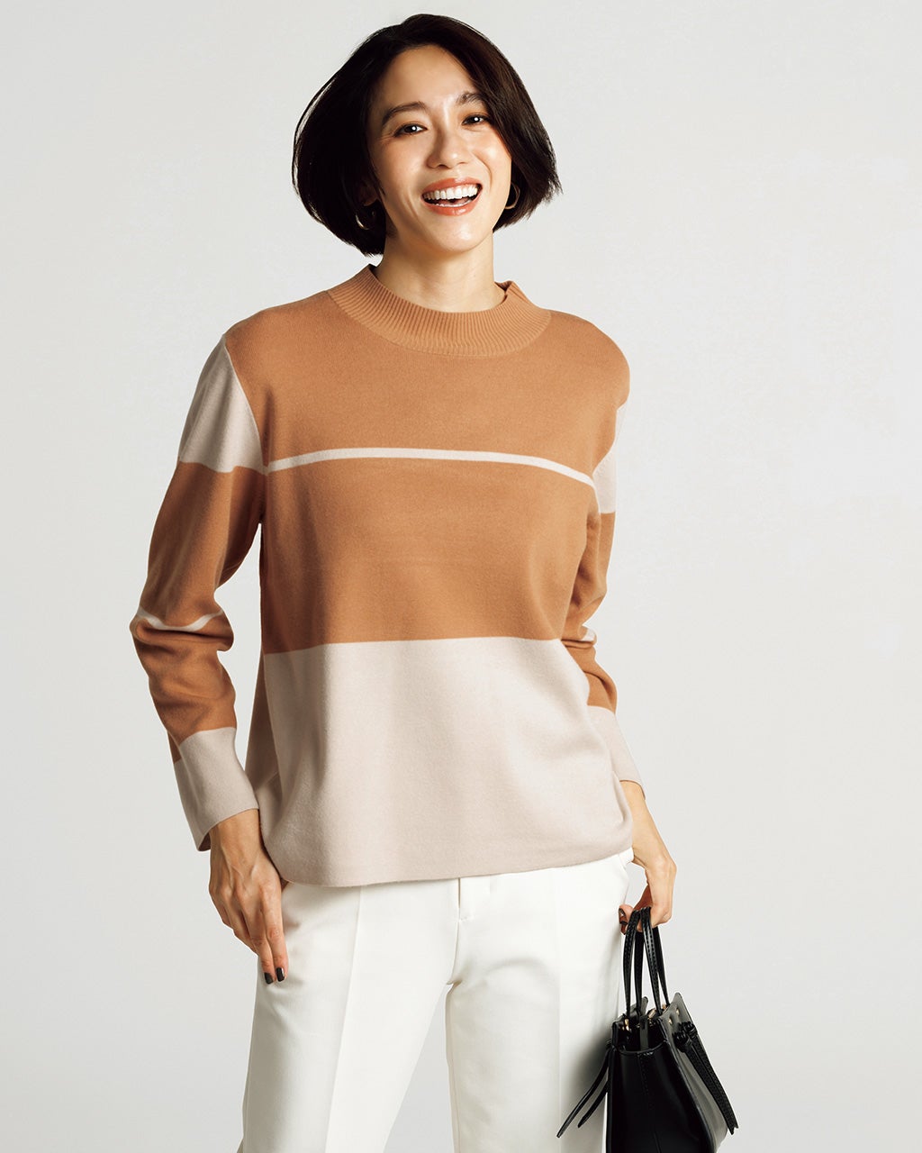 総針編み・バイカラーハイネック/DoCLASSE