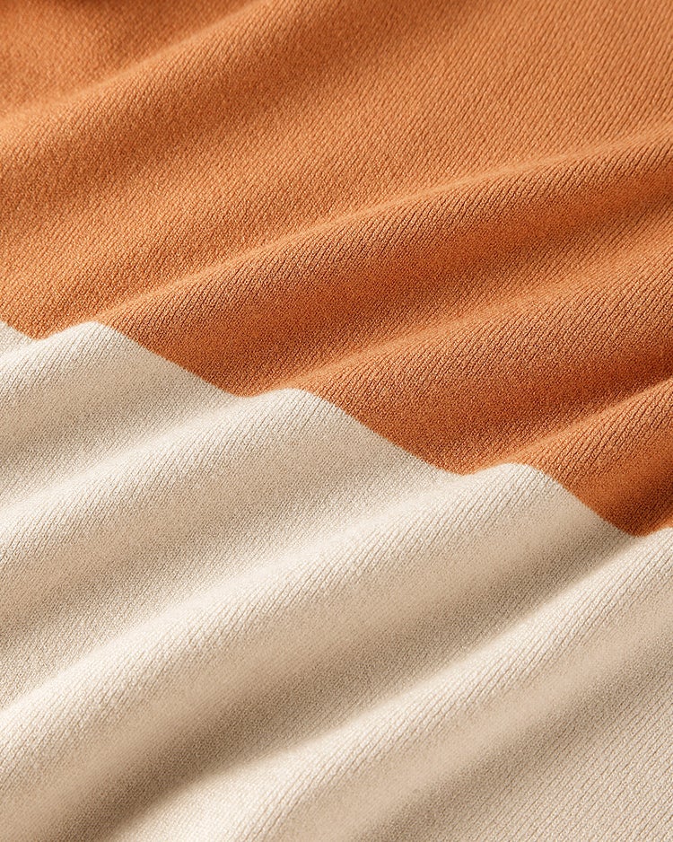 総針編み・バイカラーハイネック 詳細画像 グレーベージュパターン 3