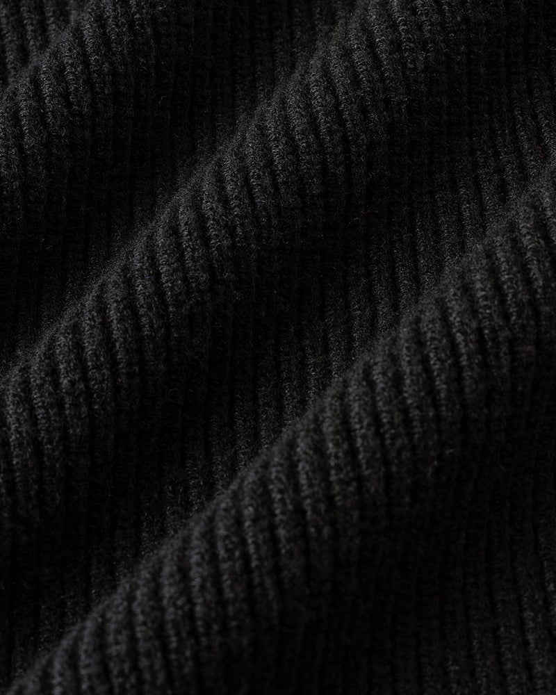 片畦編み・Vネックパフ袖セーター 詳細画像 ブラック 3