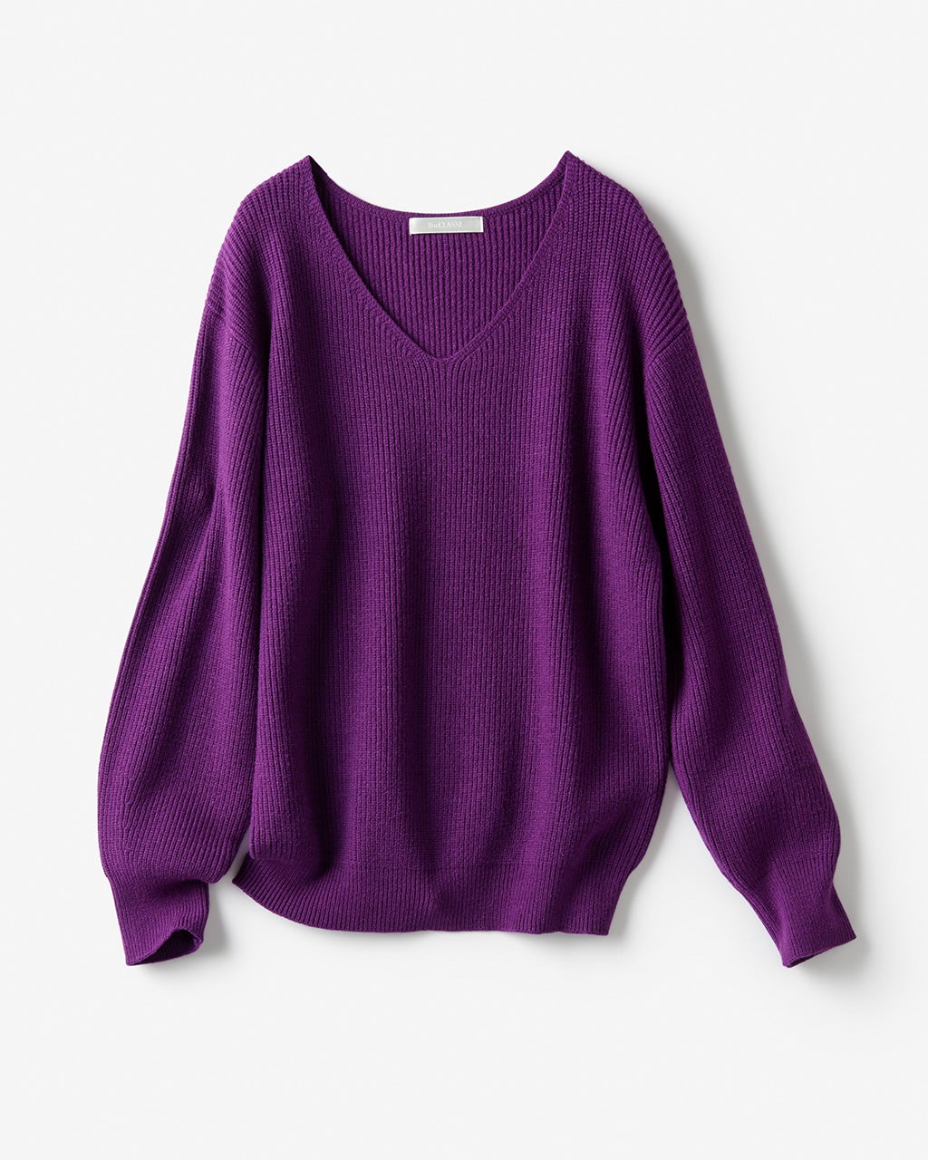 てとページ 片畦編み・Vネックパフ袖セーター/40代50代からのレディース