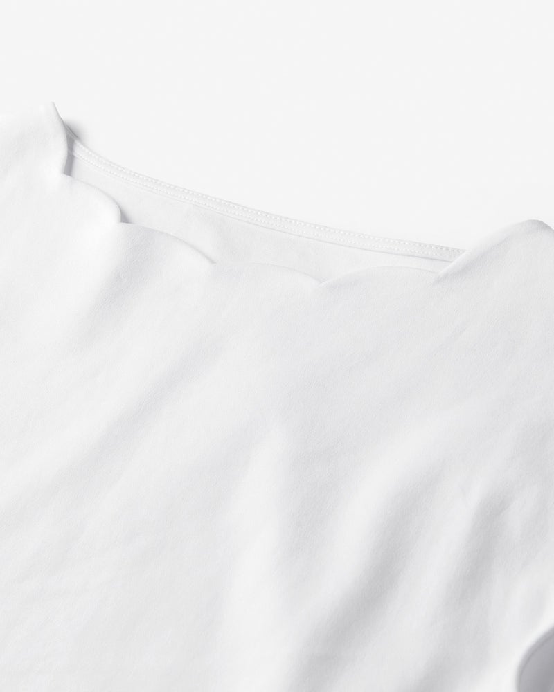 スカラップ衿／フレンチ袖・ドゥクラッセTシャツ 詳細画像 ホワイト 2