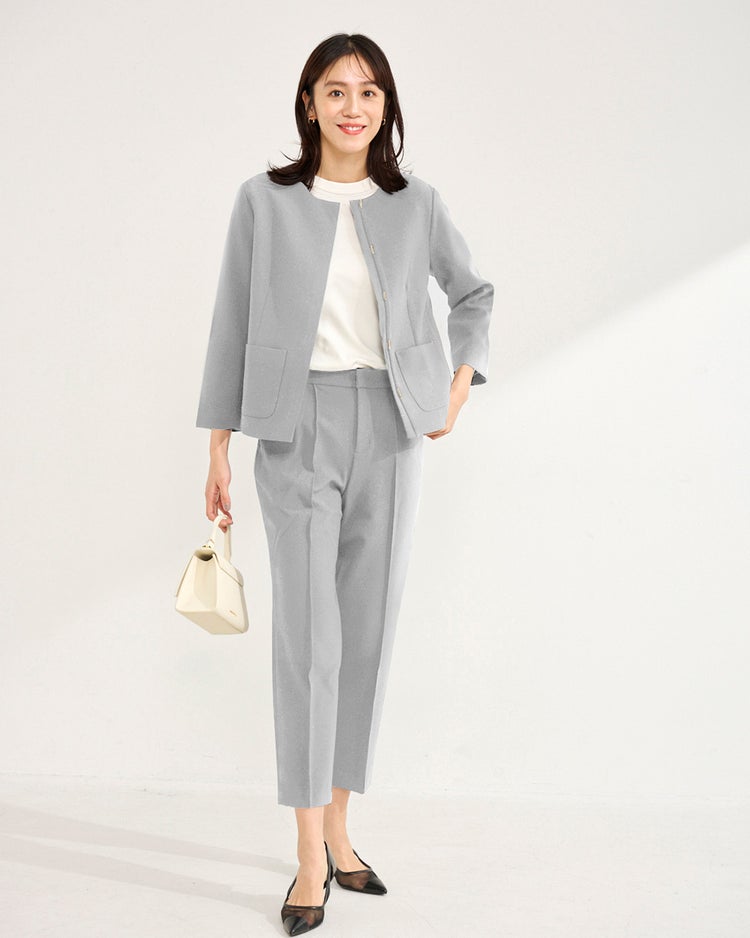 プレミアム二重織・ノーカラージャケット 詳細画像 ライトグレー 1