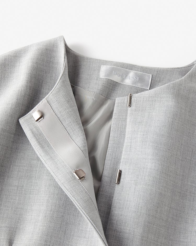 プレミアム二重織・ノーカラージャケット 詳細画像 ライトグレー 3