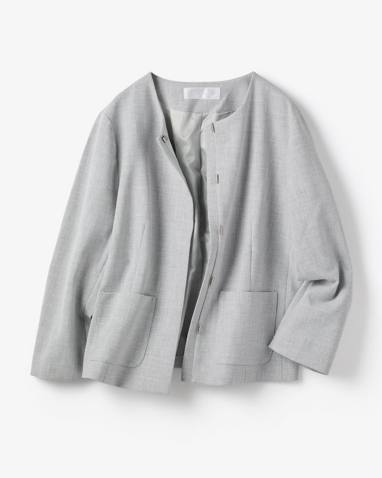 プレミアム二重織・ノーカラージャケット 詳細画像 ライトグレー 6