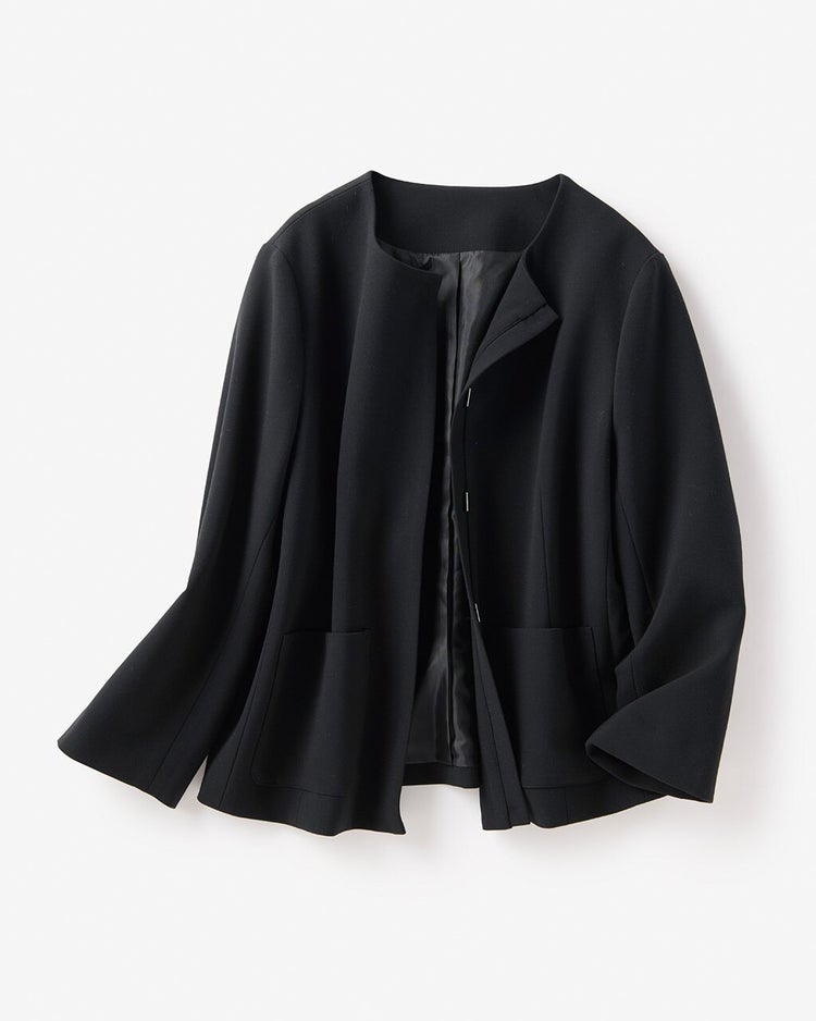 プレミアム二重織・ノーカラージャケット 詳細画像 ブラック 5