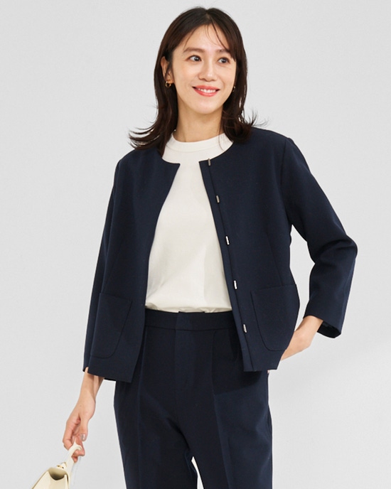 プレミアム二重織・ノーカラージャケット